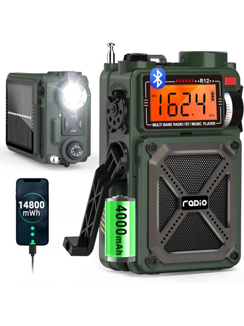Portable Emergency Shortwave Radio - AM FM NOAA Weather Alert, Compact & Durable